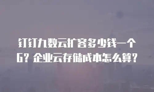 钉钉九数云扩容多少钱一个G？企业云存储成本怎么算？