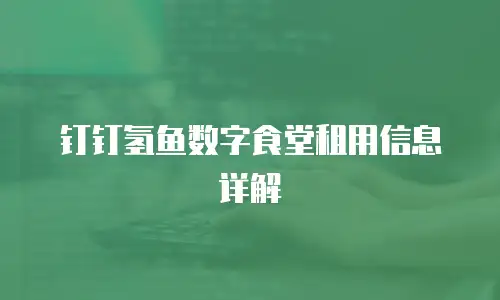 钉钉氢鱼数字食堂租用信息详解