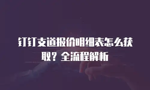 钉钉支道报价明细表怎么获取？全流程解析