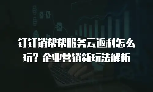 钉钉销帮帮服务云返利怎么玩？企业营销新玩法解析