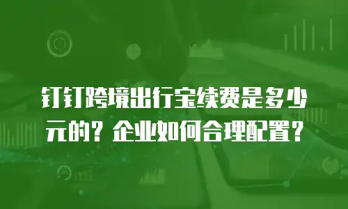 钉钉跨境出行宝续费是多少元的？企业如何合理配置？