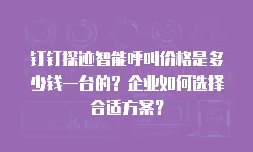 钉钉探迹智能呼叫价格是多少钱一台的？企业如何选择合适方案？