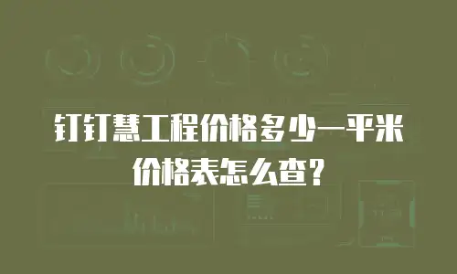 钉钉慧工程价格多少一平米价格表怎么查？