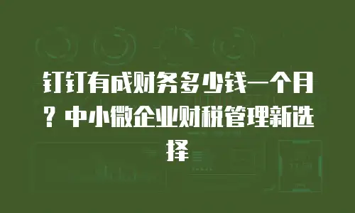 钉钉有成财务多少钱一个月？中小微企业财税管理新选择