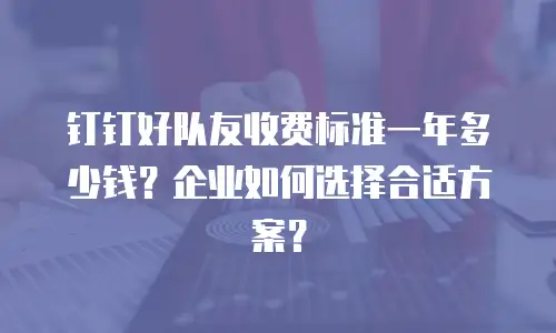 钉钉好队友收费标准一年多少钱？企业如何选择合适方案？