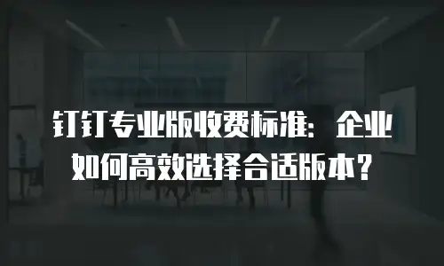 钉钉专业版收费标准：企业如何高效选择合适版本？