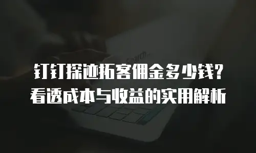 钉钉探迹拓客佣金多少钱？看透成本与收益的实用解析