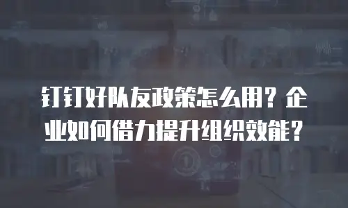 钉钉好队友政策怎么用？企业如何借力提升组织效能？