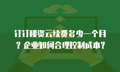 钉钉楼资云续费多少一个月？企业如何合理控制成本？