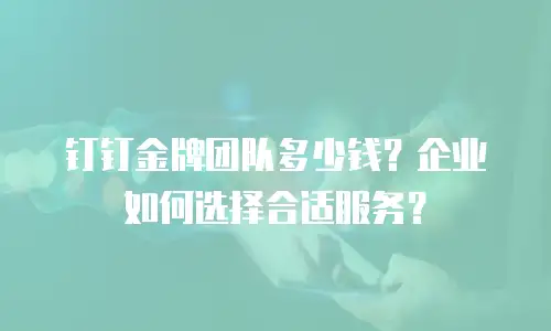 钉钉金牌团队多少钱？企业如何选择合适服务？