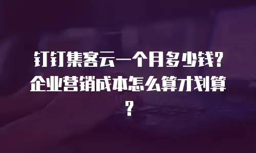 钉钉集客云一个月多少钱？企业营销成本怎么算才划算？