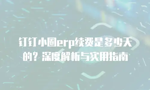 钉钉小圈erp续费是多少天的？深度解析与实用指南
