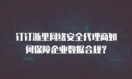 钉钉浙里网络安全代理商如何保障企业数据合规？