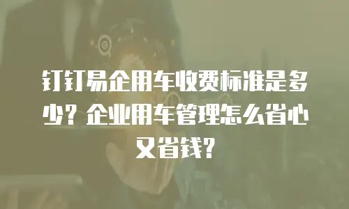 钉钉易企用车收费标准是多少？企业用车管理怎么省心又省钱？