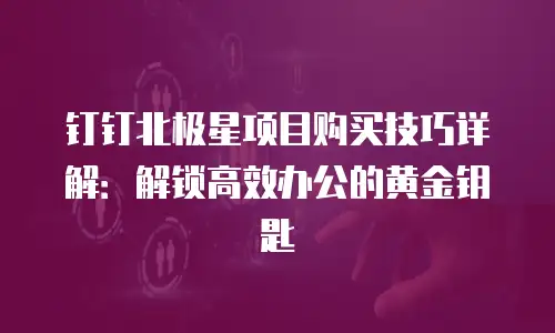钉钉北极星项目购买技巧详解：解锁高效办公的黄金钥匙