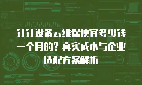 钉钉设备云维保便宜多少钱一个月的？真实成本与企业适配方案解析