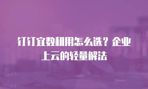 钉钉宜数租用怎么选？企业上云的轻量解法