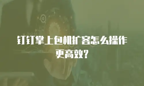 钉钉掌上包机扩容怎么操作更高效？