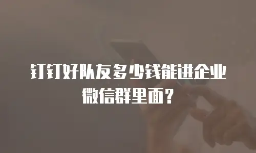 钉钉好队友多少钱能进企业微信群里面？