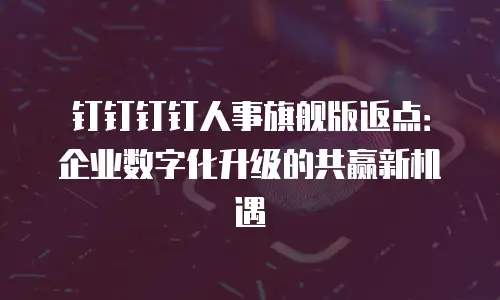 钉钉钉钉人事旗舰版返点：企业数字化升级的共赢新机遇
