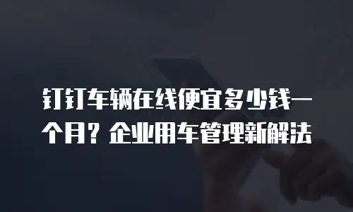 钉钉车辆在线便宜多少钱一个月？企业用车管理新解法