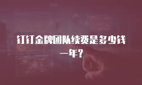 钉钉金牌团队续费是多少钱一年？