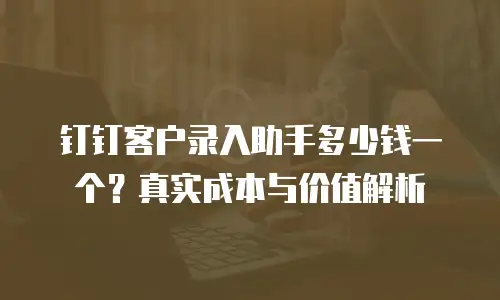 钉钉客户录入助手多少钱一个？真实成本与价值解析