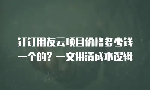钉钉用友云项目价格多少钱一个的？一文讲清成本逻辑
