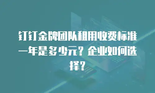 钉钉金牌团队租用收费标准一年是多少元？企业如何选择？