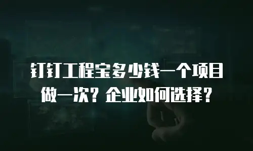 钉钉工程宝多少钱一个项目做一次？企业如何选择？