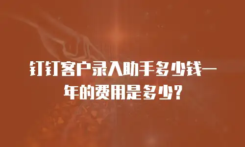 钉钉客户录入助手多少钱一年的费用是多少？