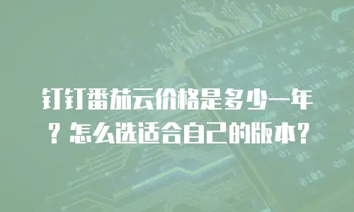 钉钉番茄云价格是多少一年？怎么选适合自己的版本？