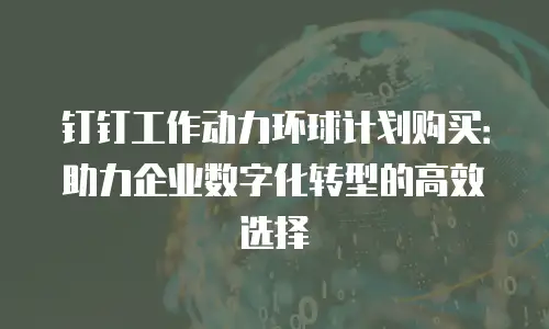 钉钉工作动力环球计划购买：助力企业数字化转型的高效选择
