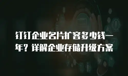 钉钉企业名片扩容多少钱一年？详解企业存储升级方案