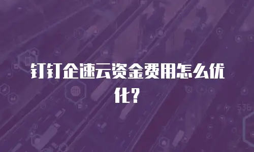 钉钉企速云资金费用怎么优化？
