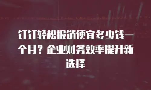 钉钉轻松报销便宜多少钱一个月？企业财务效率提升新选择
