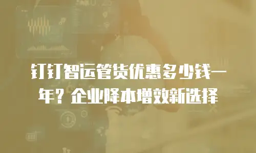 钉钉智运管货优惠多少钱一年？企业降本增效新选择