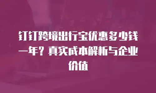 钉钉跨境出行宝优惠多少钱一年？真实成本解析与企业价值