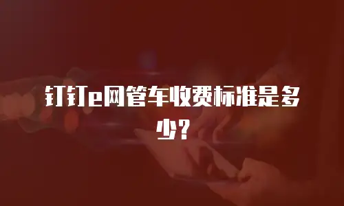 钉钉e网管车收费标准是多少？