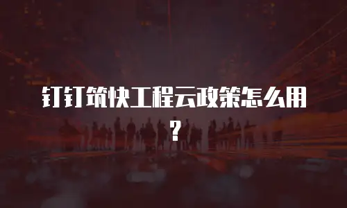 钉钉筑快工程云政策怎么用？