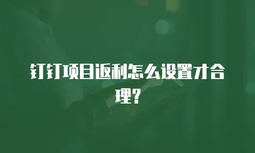 钉钉项目返利怎么设置才合理？