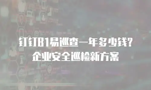 钉钉B1易巡查一年多少钱？企业安全巡检新方案