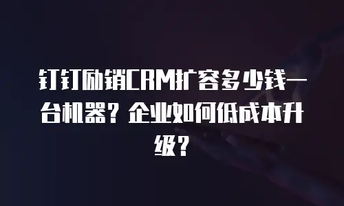 钉钉励销CRM扩容多少钱一台机器？企业如何低成本升级？