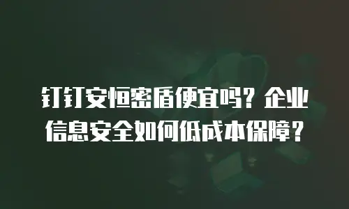 钉钉安恒密盾便宜吗？企业信息安全如何低成本保障？