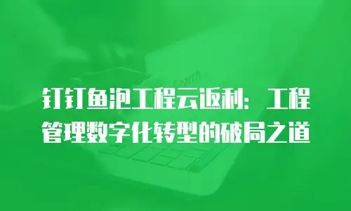 钉钉鱼泡工程云返利：工程管理数字化转型的破局之道