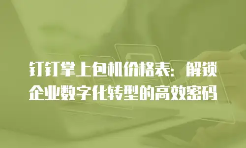 钉钉掌上包机价格表：解锁企业数字化转型的高效密码