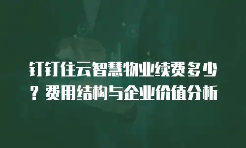 钉钉住云智慧物业续费多少？费用结构与企业价值分析