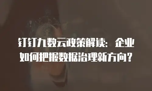 钉钉九数云政策解读：企业如何把握数据治理新方向？