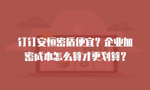 钉钉安恒密盾便宜？企业加密成本怎么算才更划算？