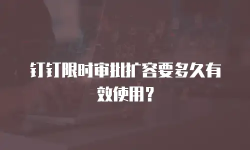 钉钉限时审批扩容要多久有效使用？